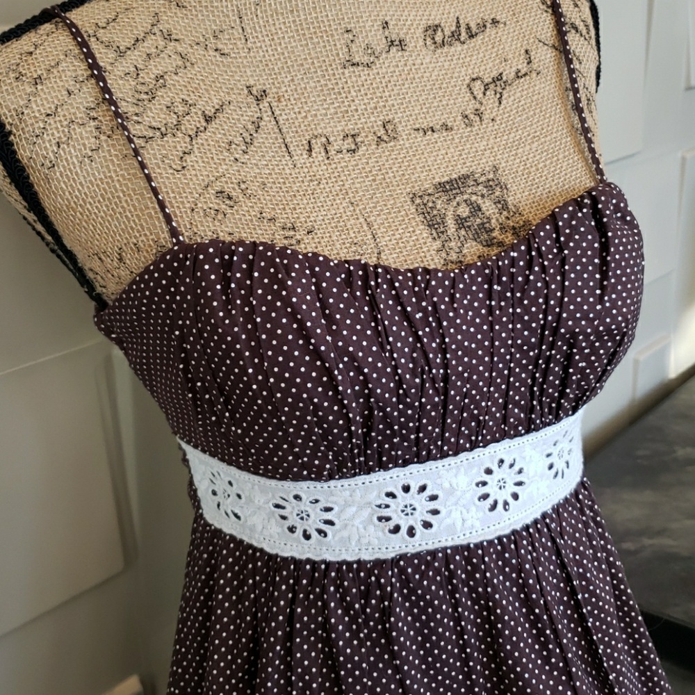 Speechless dress sundress brown white full skirt spaghetti strap Size 5 Juniors - Picture 2 of 4